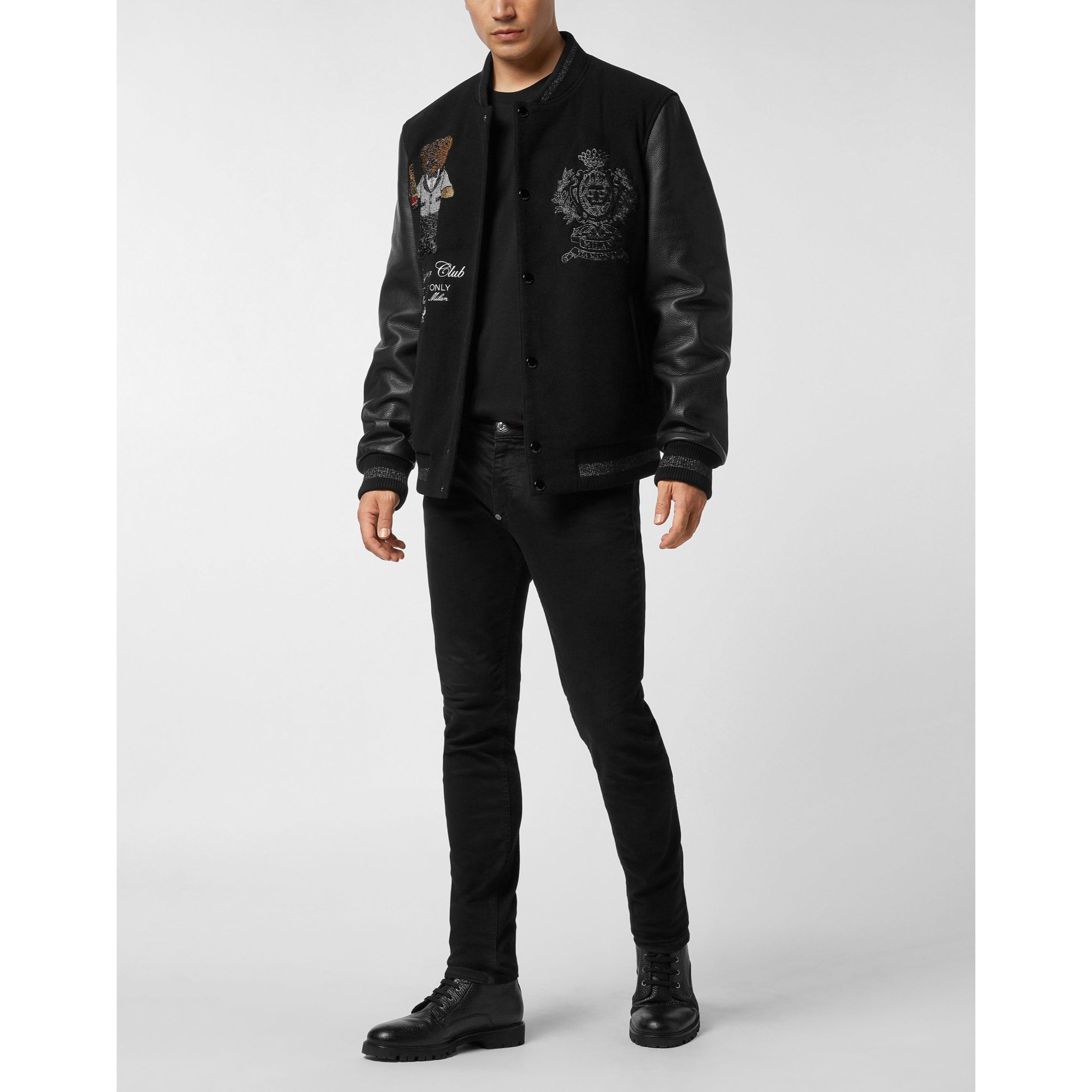 PHILIPP PLEIN Leather Bomber TEDDY