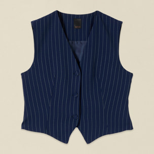 Oltre - Gilet corto gessato - Blu