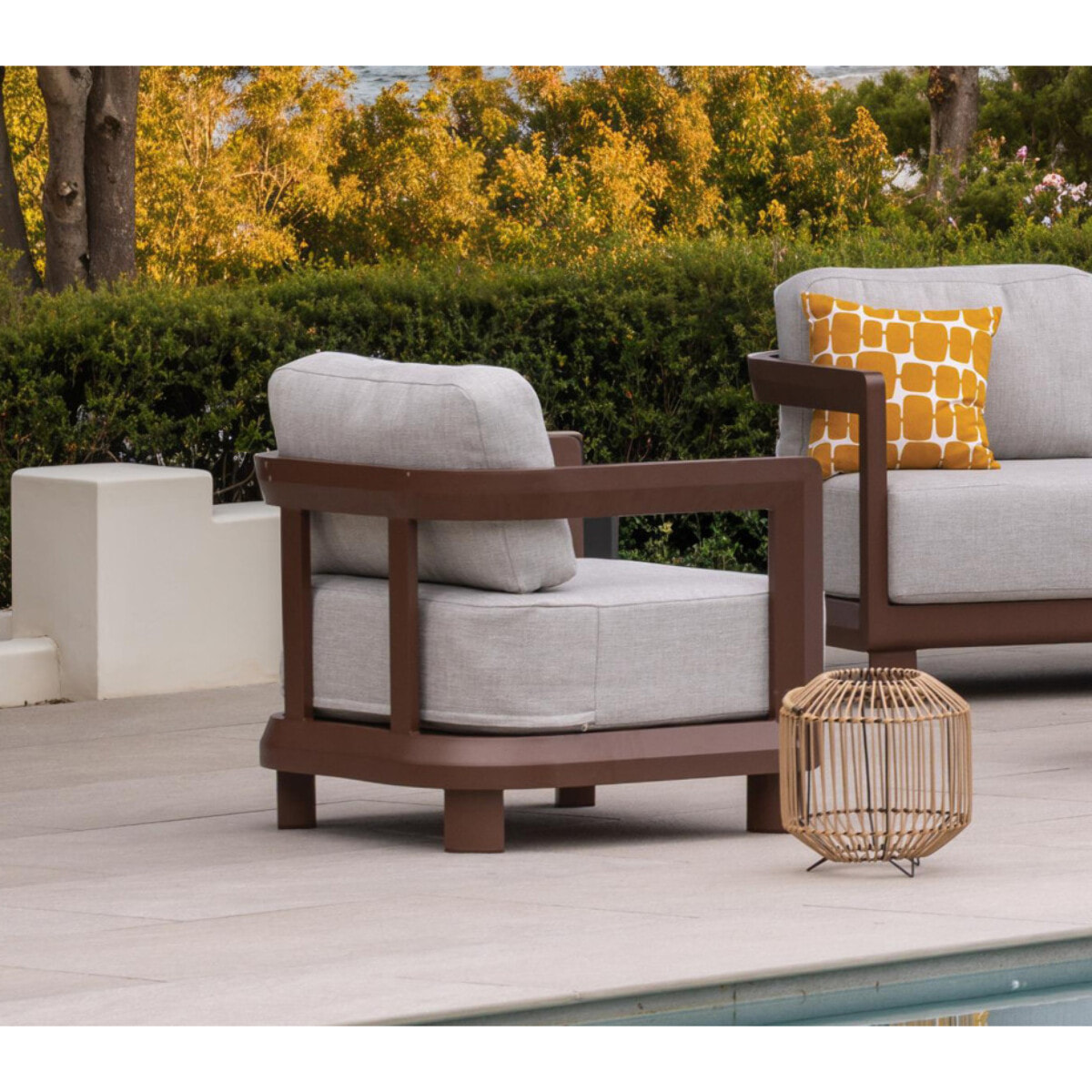 Salon de jardin en aluminium - 5 places - chocolat - ALICANTE