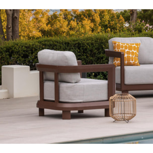 Salon de jardin en aluminium - 5 places - chocolat - ALICANTE