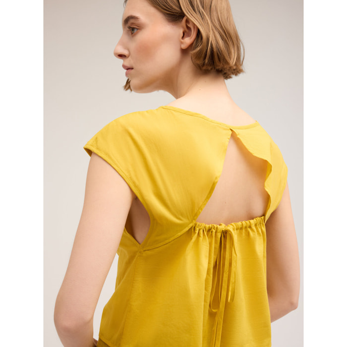 Motivi - Blusa de voile con corte por detrás - Amarillo