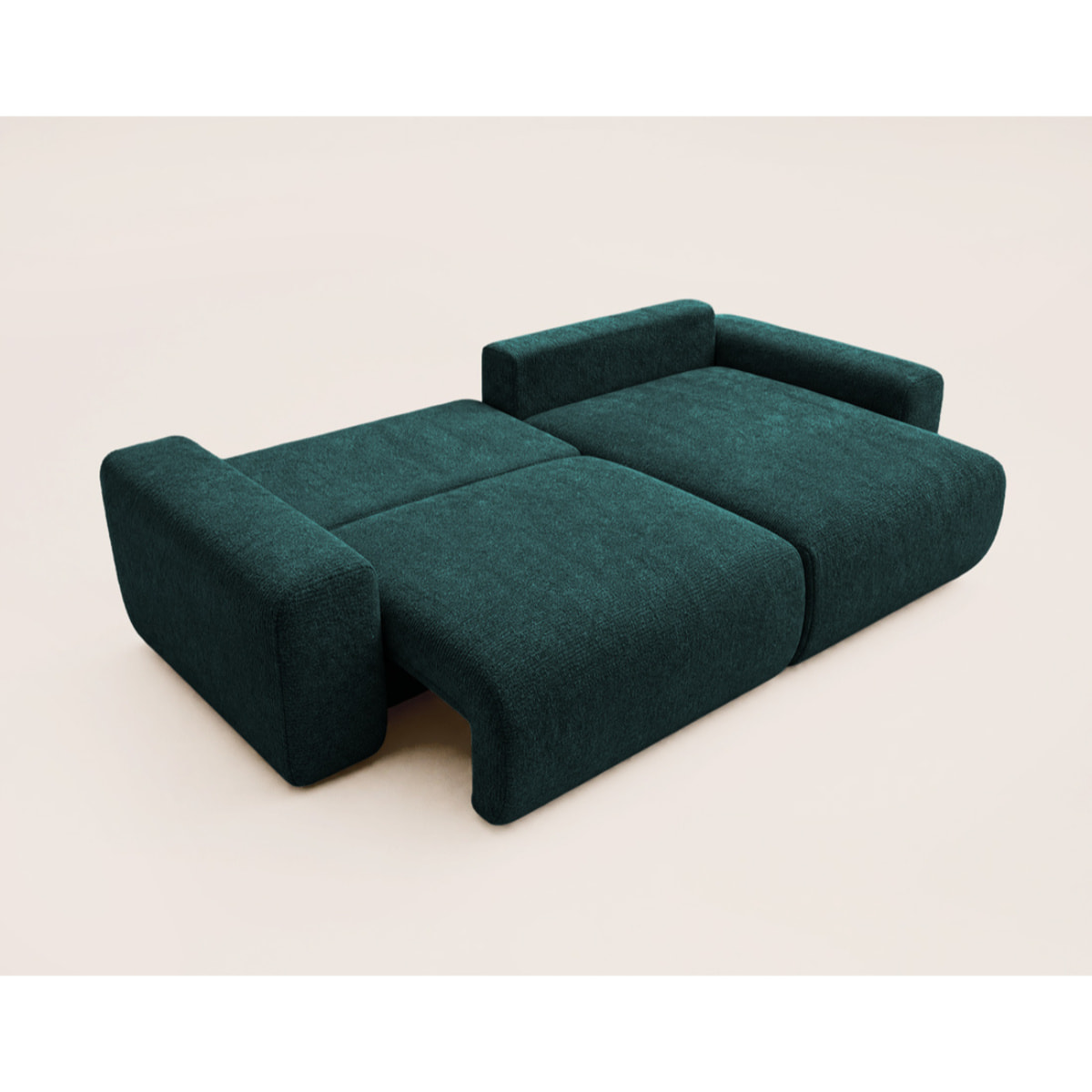 Constance - Canapé d'angle réversible 4 places convertible avec coffre en velours relief - Vert