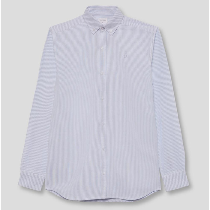 Camisa de Niño a Rayas Celeste: Manga Larga con Botones y Cuello Clásico, 100% Algodón | Color: Celeste | Street Monkey