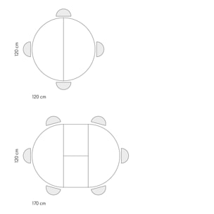 Tavolo rotondo PANTELLERIA in legno effetto grigio cemento con gambe incrociate in metallo antracite, allungabile ⌀120 cm - ⌀170 cm