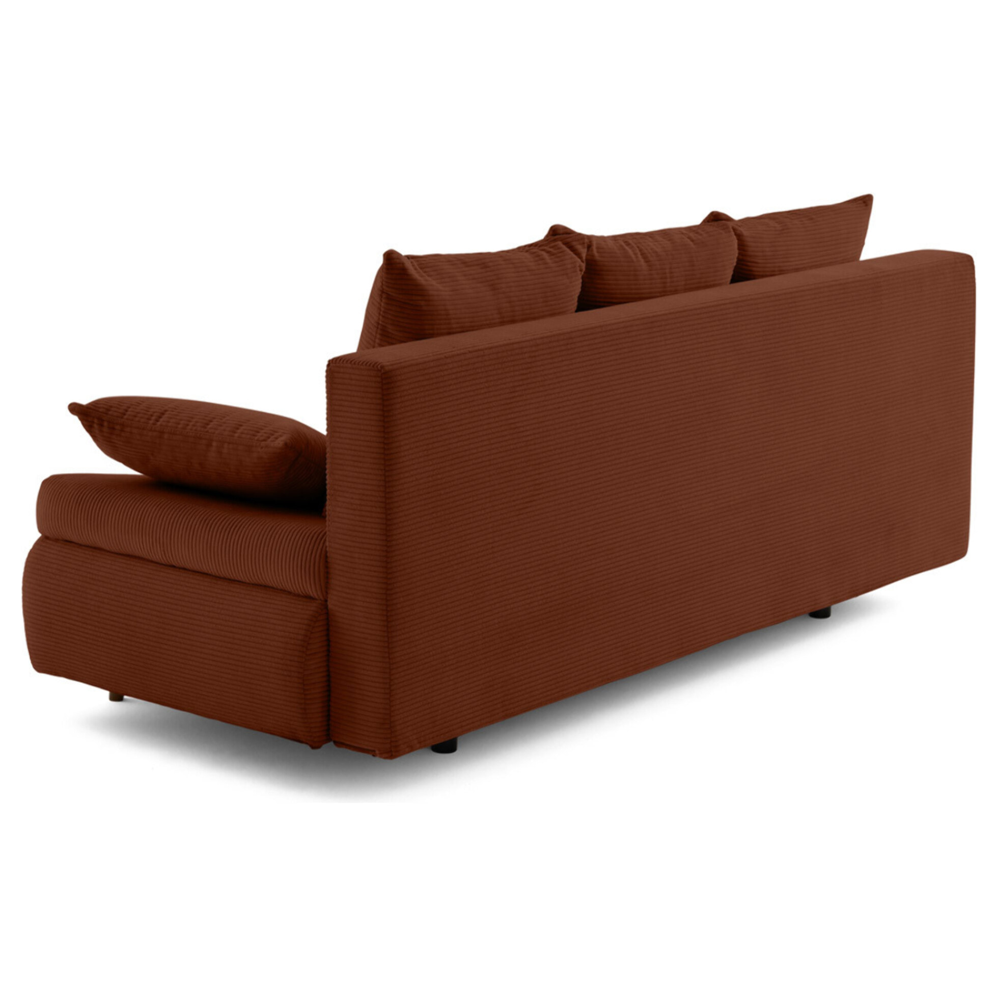 Larson - canapé droit 3 places convertible avec coffre en velours côtelé - Terracotta