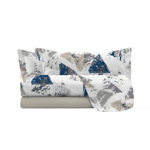 COMPLETO LETTO FASHION MADE IN ITALY MICROFIBRA-URBAN BLU PIAZZA E MEZZA