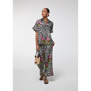 Pantaloni con stampa zebra e fiori