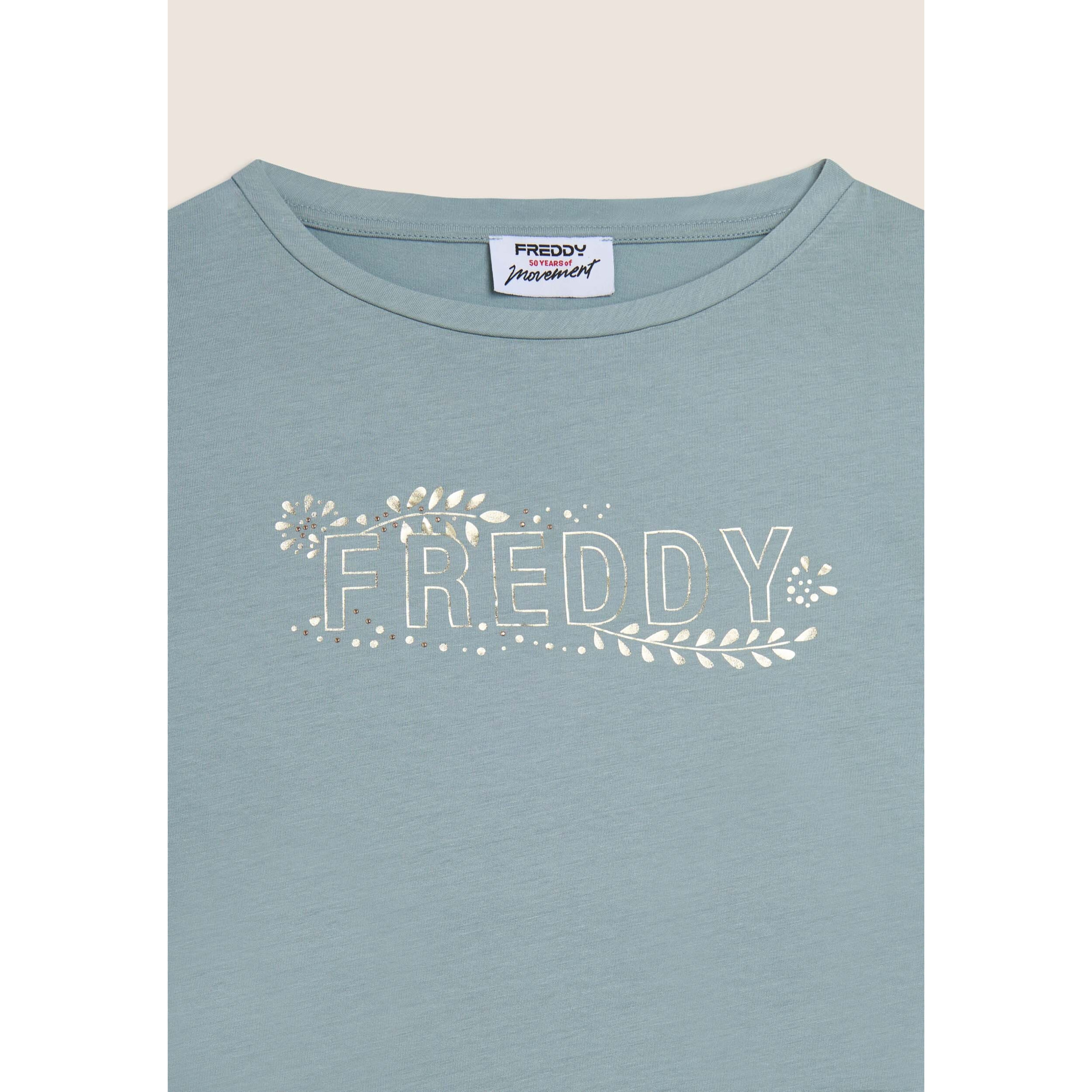 T-shirt Manica Corta con Decori Floreali e Borchie