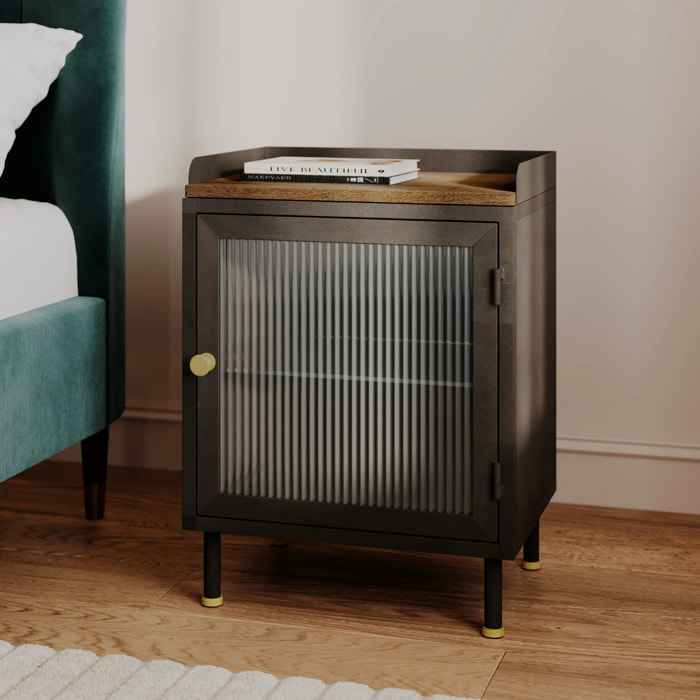 Table de chevet en métal gris métallisé - Gauthier