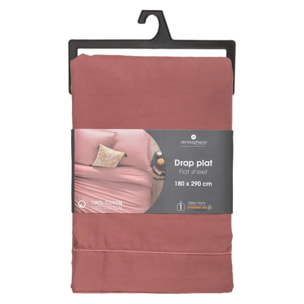 Drap plat "Carina" en coton 180x290cm rose blush