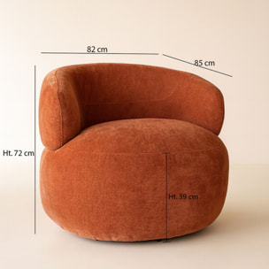 Fauteuil pivotant en velours texturé terracotta GLOVE