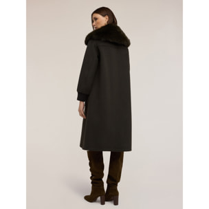 Motivi - Cappotto misto lana con collo removibile - Verde militare