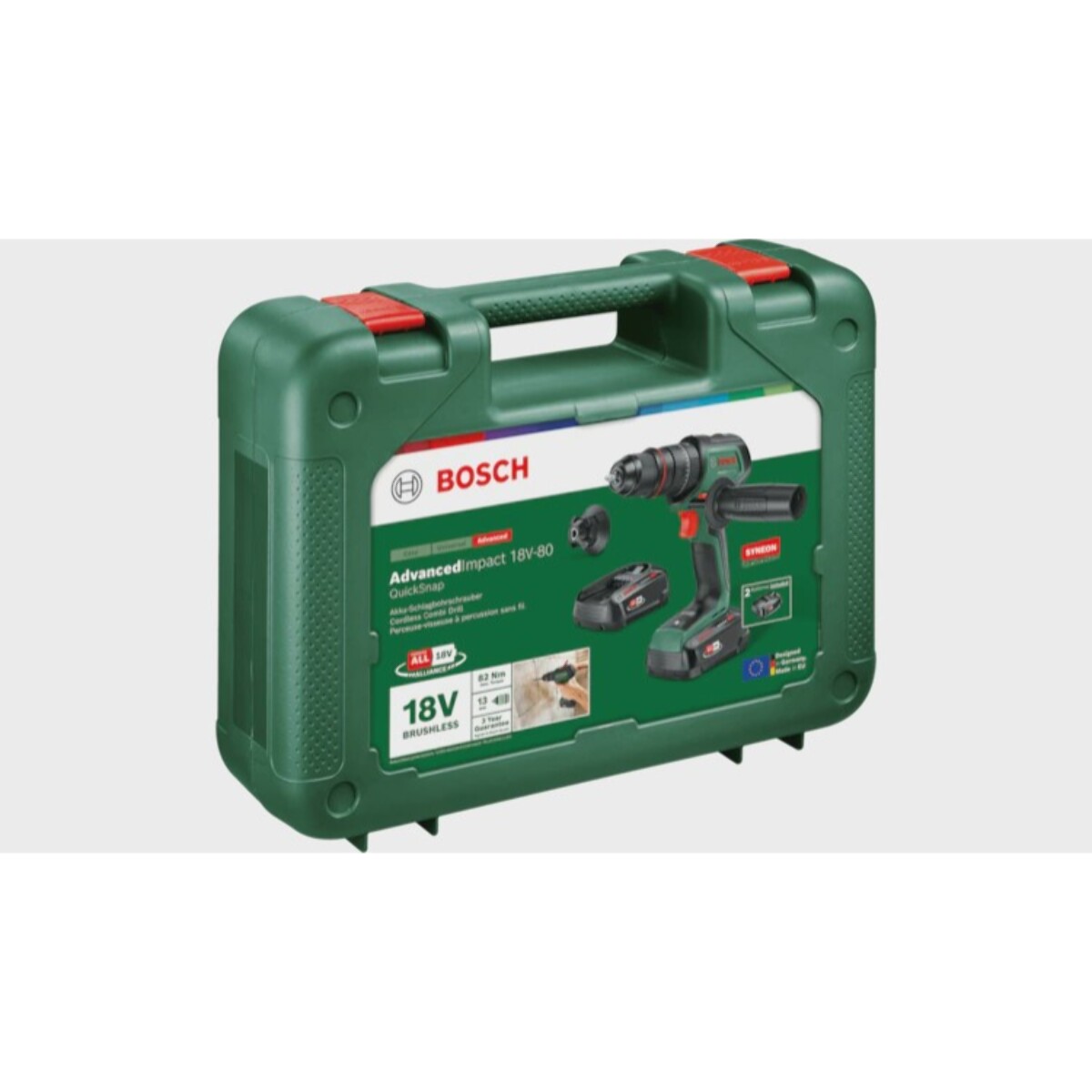 Perceuse à percussion sans-fil AdvancedImpact 18V-80 QuickSnap - BOSCH - 2 batteries 2,5 Ah - chargeur - 06039E2102