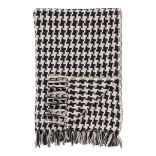 Plaid Side in cotone riciclato nero e beige 130x180 cm