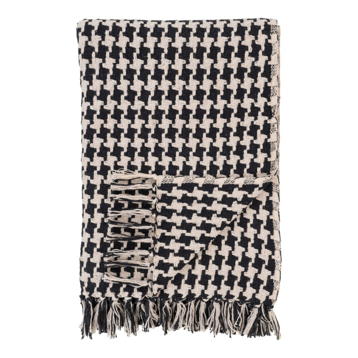 Plaid Side in cotone riciclato nero e beige 130x180 cm