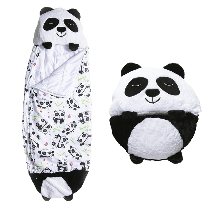 Saco de dormir convertible en almohada, para niños, Osito Panda. Tacto peluche. Pequeño / S: 135x50cm.