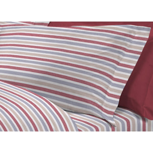 Completo Lenzuola 100% Cotone Linea 3027 Riga Rosso