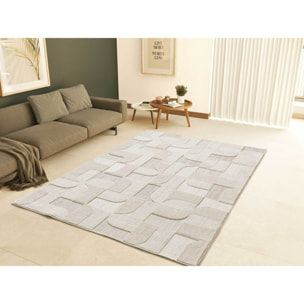 ELEMENT Alfombra en estilo Ã©tnico con relieve de color beige, varias medidas disponibles.