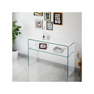 Console en verre 100 cm avec tablette - BENT