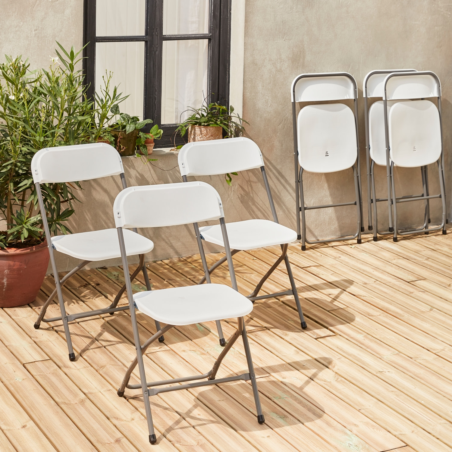 Chaises de réception pliantes – Fiesta – 6 chaises d'appoint en plastique et métal
