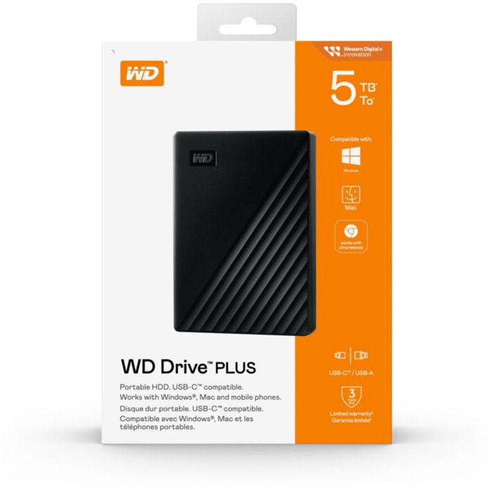 Disque dur externe WESTERN DIGITAL Drive PLUS 5TB