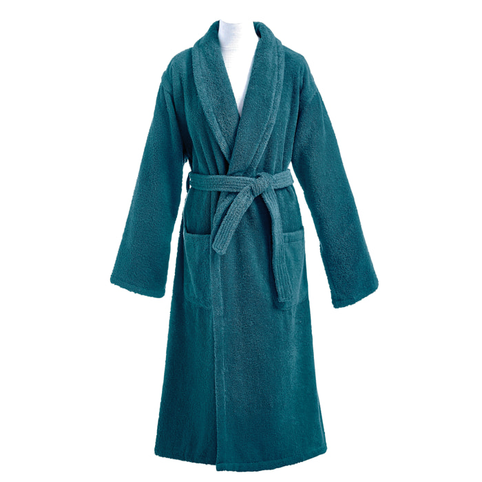 Peignoir de bain uni en coton, AQUA, Vert Émeraude