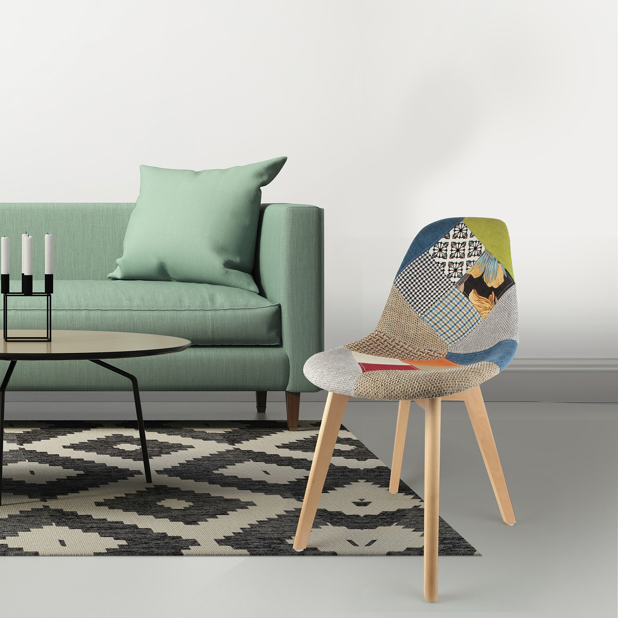 Chaise Scandinave Patchwork - Lot de 4