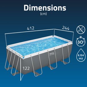 Bestway Piscine hors sol tubulaire rectangulaire Bestway Steel Pro MAX 412 x 201 x 122 cm gris