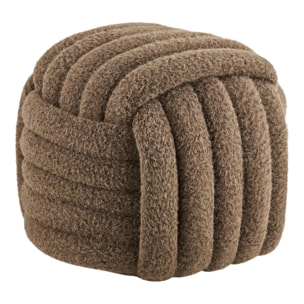 Pouf Napier in tessuto marrone con design annodato 48×48×43 cm