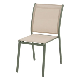 Chaise de jardin empilable "Essentia" lin & vert laurier aluminium et texaline