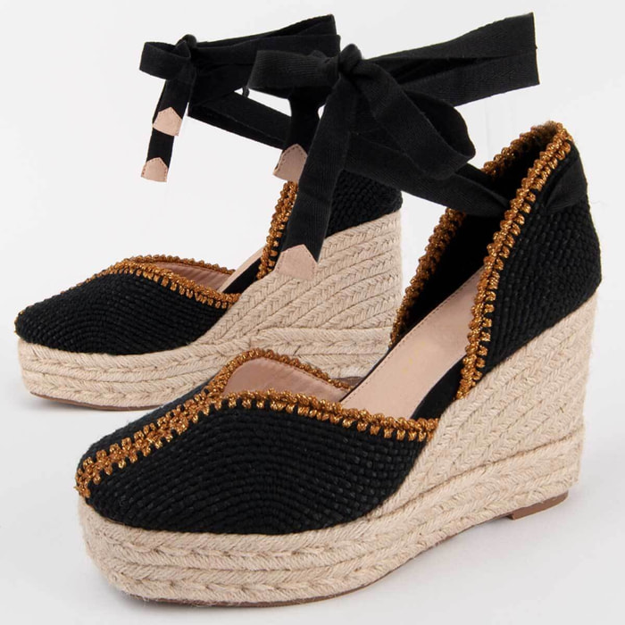 Alpargata De Cuña - Negro - Altura: 8 Cm