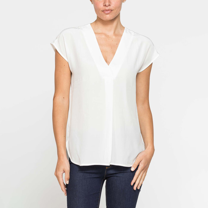 BLUSA IN VISCOSA CON SCOLLO A V