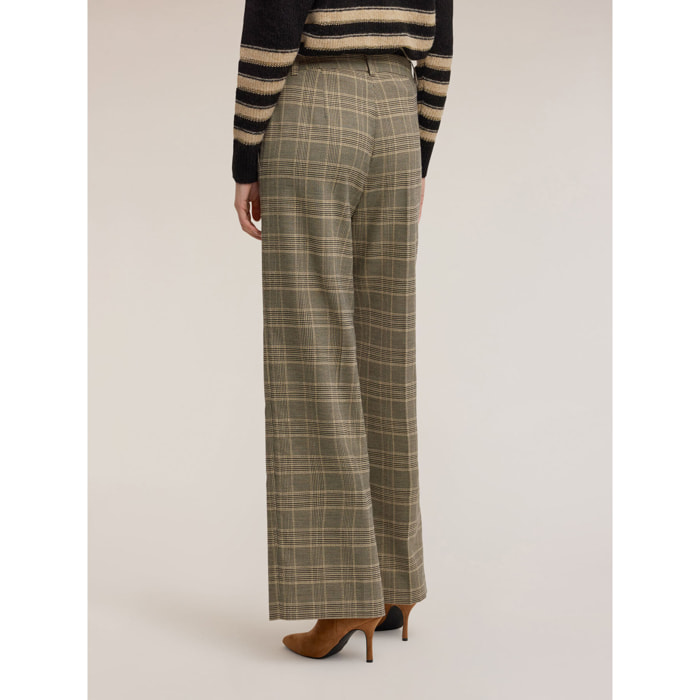 Motivi - Pantaloni palazzo in tinto filo check - Beige