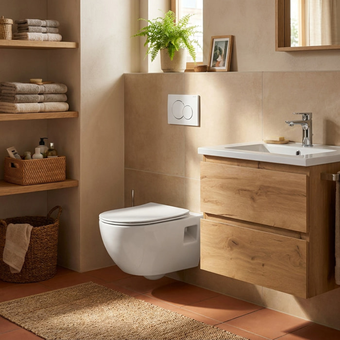 Pack WC Bâti-support Duofix  + WC sans bride SAT + Abattant SoftClose + Plaque Blanche