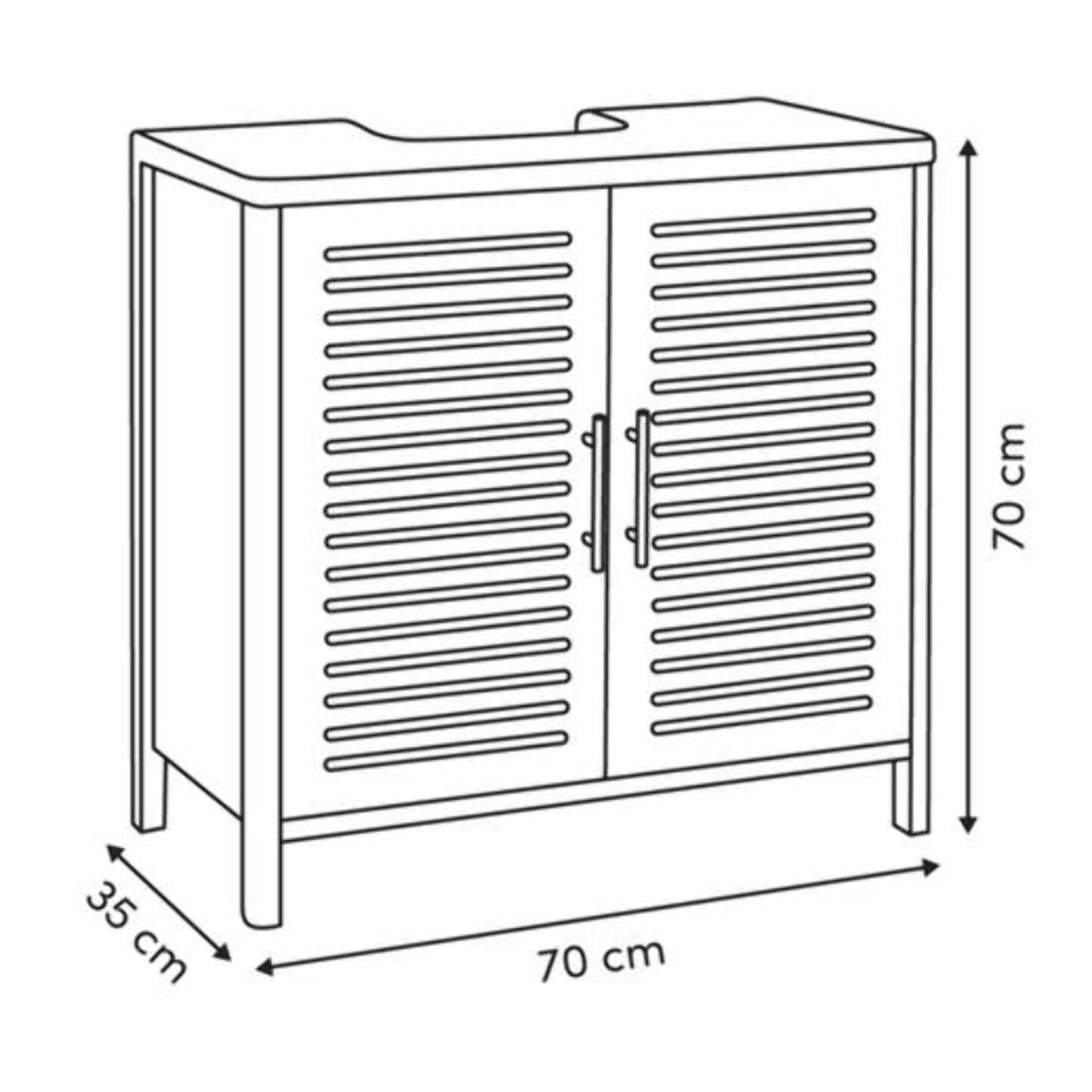 Meuble sous-lavabo Orea carré 35x70cm 2 portes blanc