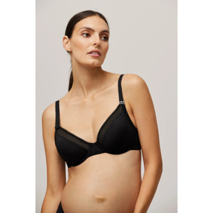 Reggiseno per l'allattamento nero non imbottito con ferretto, coppe C e D