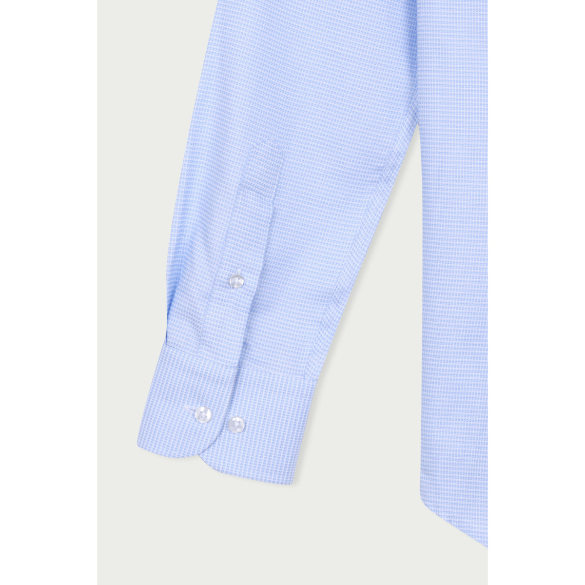 Camicia Uomo 1 Bottone Francese Slim Cotone Quadro Piccolo Celeste/Bianco