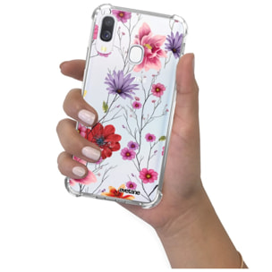 Coque Samsung Galaxy A40 anti-choc souple angles renforcés transparente Fleurs Multicolores Evetane