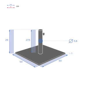 Pied de parasol carré Anthracite