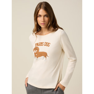 Oltre - T-shirt con stampa e applicazioni - Bianco