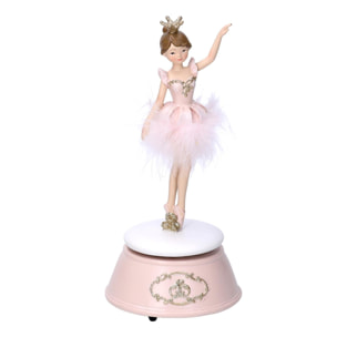 Carillon in resina ballerina rosa cm10,5x10,5h22,5