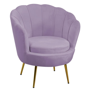 Poltrona Tulipan Vacchetti in velluto viola cm73x72h77