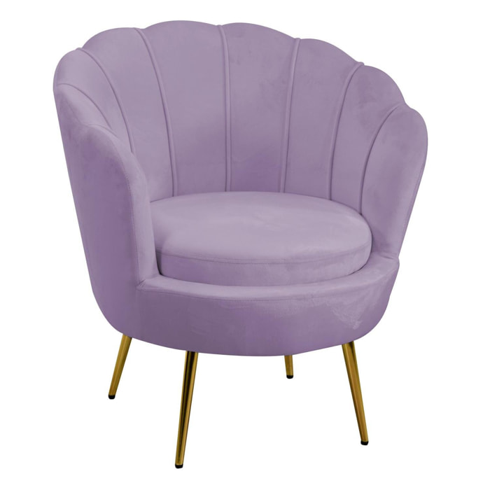 Poltrona Tulipan Vacchetti in velluto viola cm73x72h77