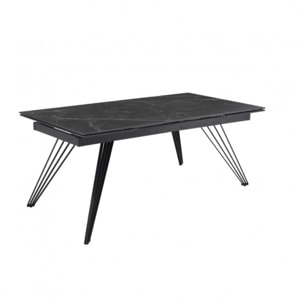 Table extensible en céramique marbré noir L160/240cm - 9 piètements - UNIK