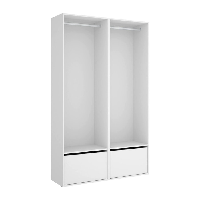 Guardaroba grande Pewa, Mobile camera da letto, Cabina armadio portabiti, Armadio appendiabiti, 120x45 h205 cm, Bianco e Rovere