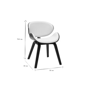 Chaise design blanche et bois foncé noyer WALNUT