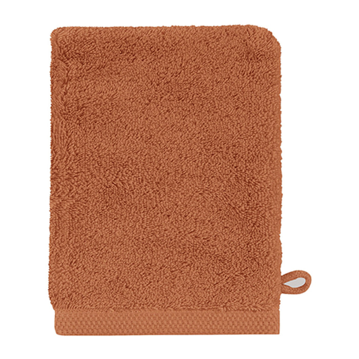 Gant de toilette uni en coton biologique, ESSENTIEL, Orange Erable