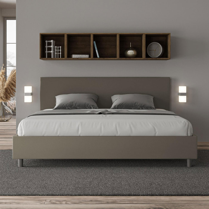 Lit king size coffre rembourré 180x210 similicuir cappuccino Adele