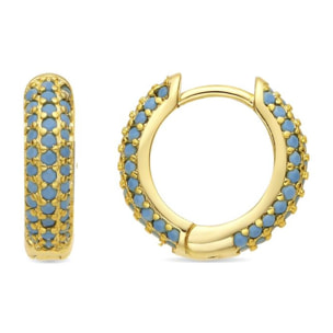 Pendientes acabado oro amarillo de 18k y Turquesa