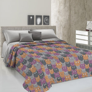 Copriletto di cotone happycat arancio 100% cotone
